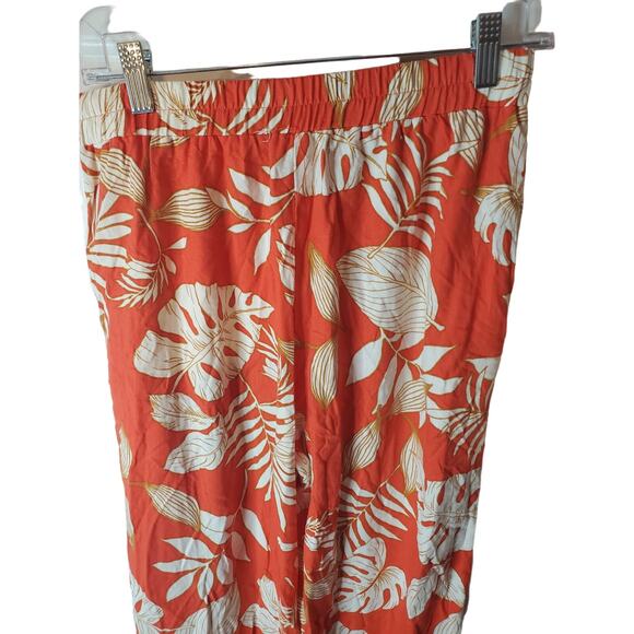 Monteau Tropical Leaf Print Linen Blend Pants, NWT, - Picture 4 of 6